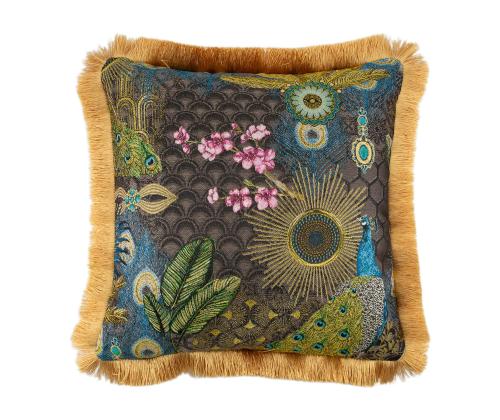 Padi GLAMUUR 45x45cm lukuga, karvase äärega, paabulind, kangas 50% puuvill, 50% polüester, kangas 044/317