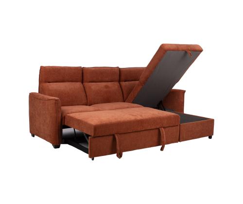 Nurgadiivanvoodi SCALA 244x155/88xH102cm, roostepruun
