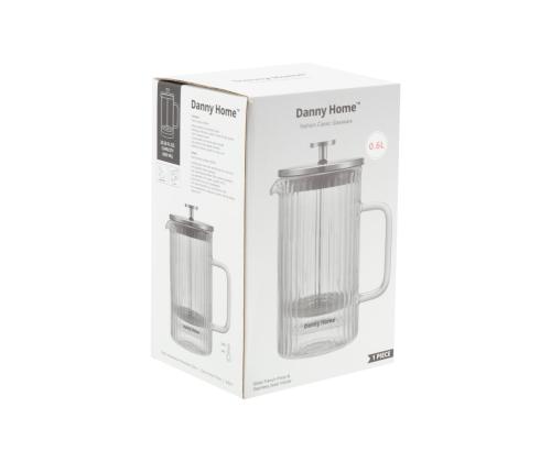 Presskann FRENCH DOUBLE 600ml klaasist topeltseinaga, triip
