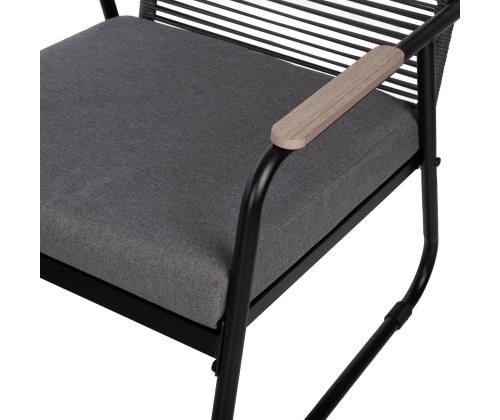 Aiamööblikomplekt MACOS laud, diivan ja 2 tooli, hall/must