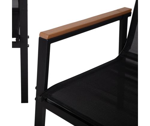 Aiamööblikomplekt CANAAN laud, pink ja 2 tooli, must