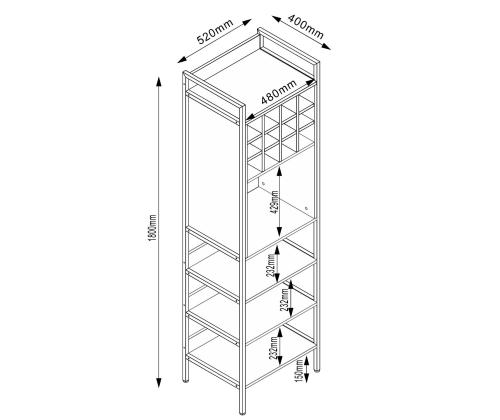 Veiniriiul HANNES 52x40xH180cm, rustik melamiin