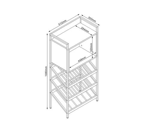 Veiniriiul HANNES 51x30xH108cm, rustik melamiin