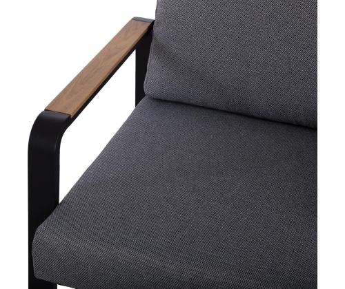 Aiamööblikomplekt LONA laud, diivan ja 2 tooli, hall/must