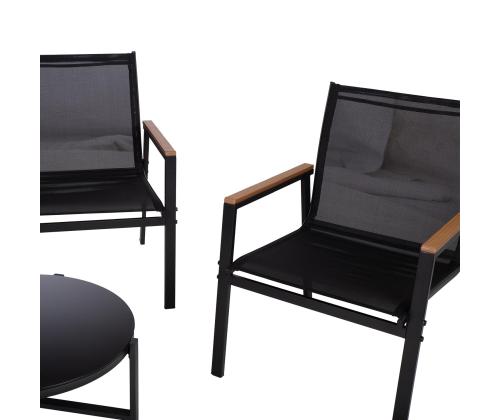 Aiamööblikomplekt CANAAN laud, pink ja 2 tooli, must