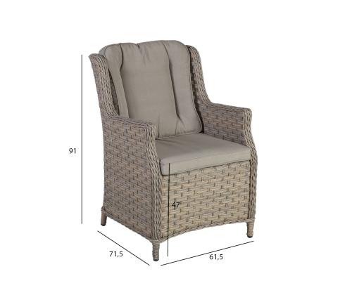 Tugitool PACIFIC beeþ 61,5x71,5xH91cm, alumiiniumraam, plastikpunutis