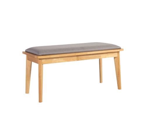 Pink JONNA 92x40xH45cm, halli kangaga kaetud iste, jalad ja raam: kummipuu, värvus: naturaalne