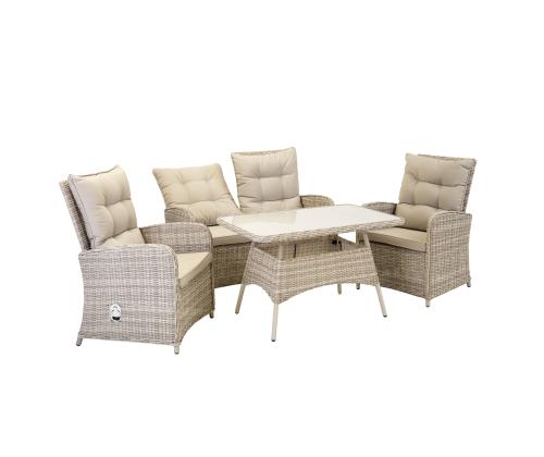 Aiamööblikomplekt EMERALD laud, diivan ja 2 tooli