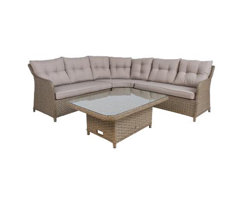 Aiamööblikomplekt PACIFIC laud ja nurgadiivan