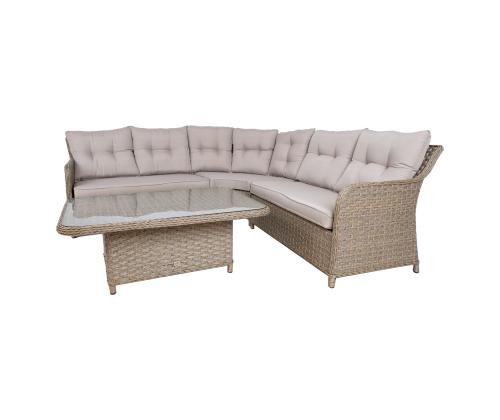 Aiamööblikomplekt PACIFIC laud ja nurgadiivan