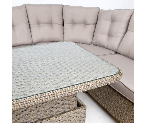 Aiamööblikomplekt PACIFIC laud ja nurgadiivan