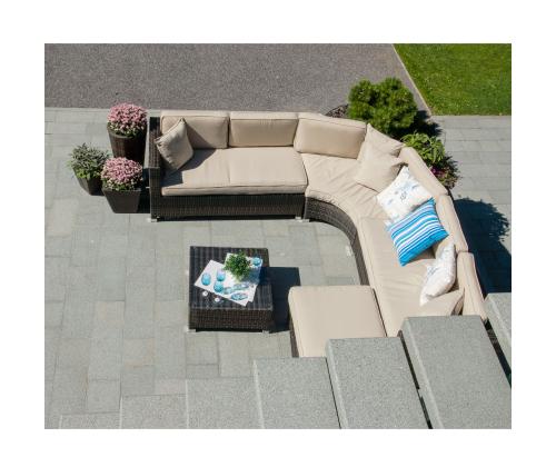 Aiamööblikomplekt DAWSON laud, nurgadiivan ja tumba