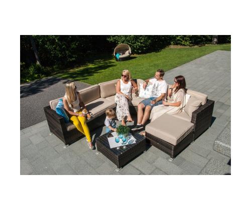 Aiamööblikomplekt DAWSON laud, nurgadiivan ja tumba