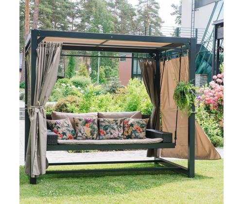 Aiakiik BARCELONA 236x180xH210cm, pruun/beeþ, teras, plastikpunutis, polüesterkangas