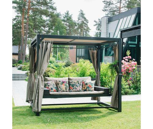 Aiakiik BARCELONA 236x180xH210cm, pruun/beeþ, teras, plastikpunutis, polüesterkangas