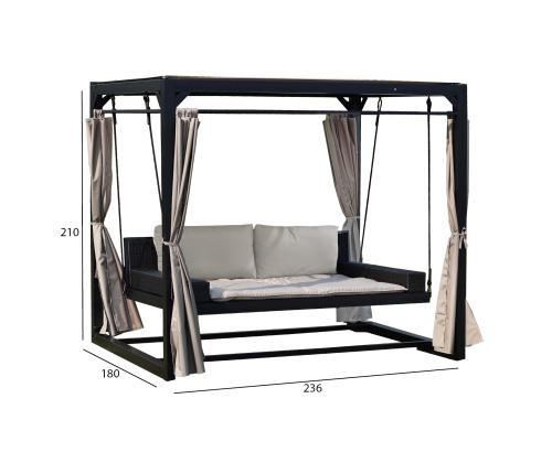 Aiakiik BARCELONA 236x180xH210cm, pruun/beeþ, teras, plastikpunutis, polüesterkangas