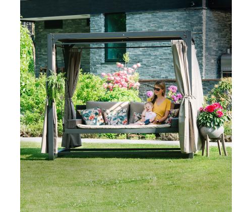 Aiakiik BARCELONA 236x180xH210cm, pruun/beeþ, teras, plastikpunutis, polüesterkangas