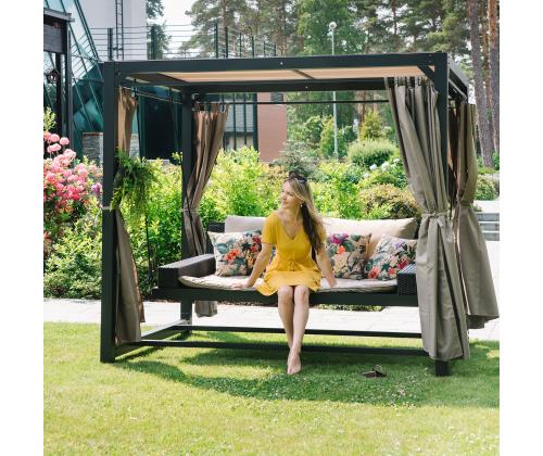 Aiakiik BARCELONA 236x180xH210cm, pruun/beeþ, teras, plastikpunutis, polüesterkangas