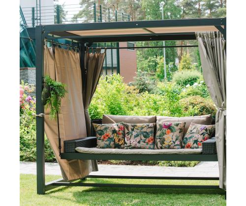 Aiakiik BARCELONA 236x180xH210cm, pruun/beeþ, teras, plastikpunutis, polüesterkangas