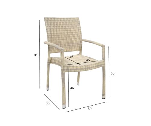 Tool WICKER-3 käetugedaega 59x66xH91cm, beeþ
