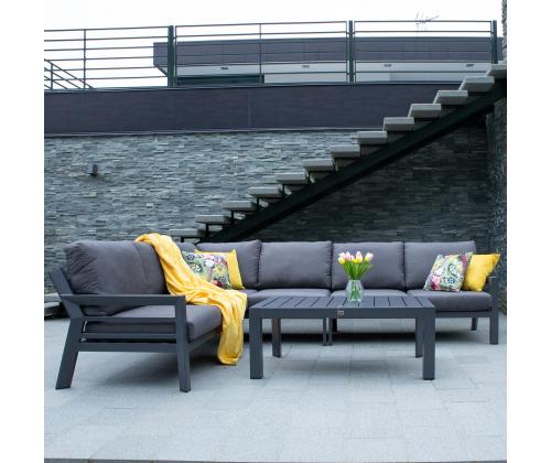 Aiamööblikomplekt TOMSON laud ja nurgadiivan, hall