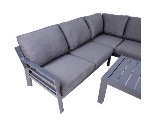 Aiamööblikomplekt TOMSON laud ja nurgadiivan, hall