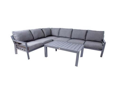 Aiamööblikomplekt TOMSON laud ja nurgadiivan, hall