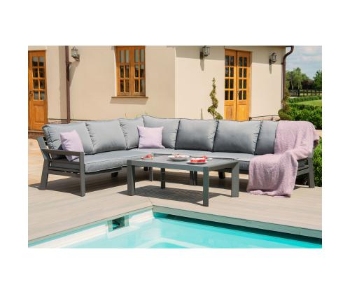 Aiamööblikomplekt TOMSON laud ja nurgadiivan, hall