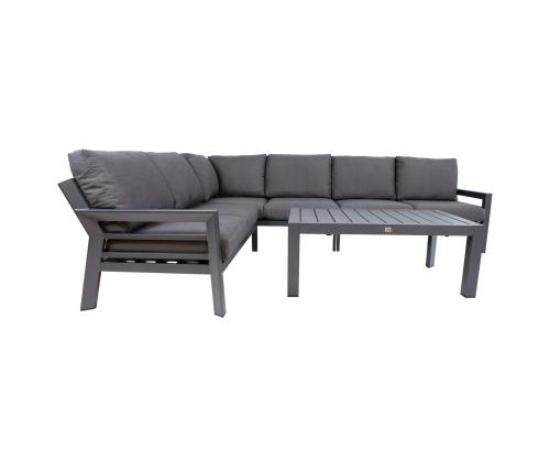 Aiamööblikomplekt TOMSON laud ja nurgadiivan, hall