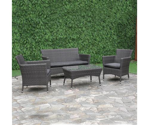 Aiamööblikomplekt WATERS laud, diivan ja 2 tooli, hall