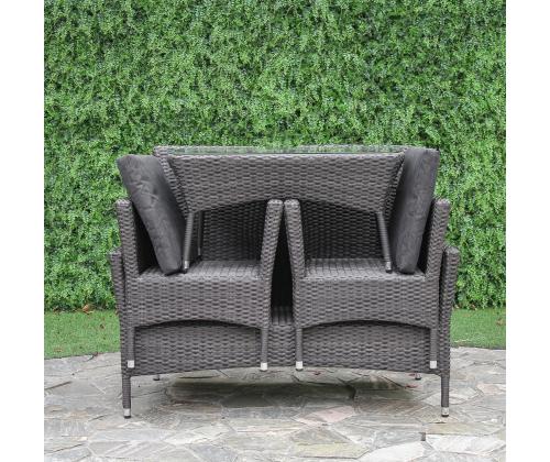 Aiamööblikomplekt WATERS laud, diivan ja 2 tooli, hall