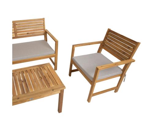 Aiamööblikomplekt FORTUNA laud, pink ja 2 tooli, akaatsia