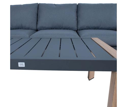 Aiamööblikomplekt TOMSON laud ja nurgadiivan, tiik/hall