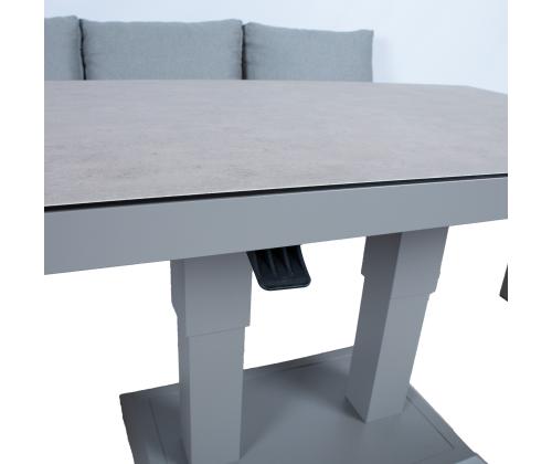 Aiamööblikomplekt RIO laud, diivan, 2 tugitooli ja 2 tumbat, hallikasbeež