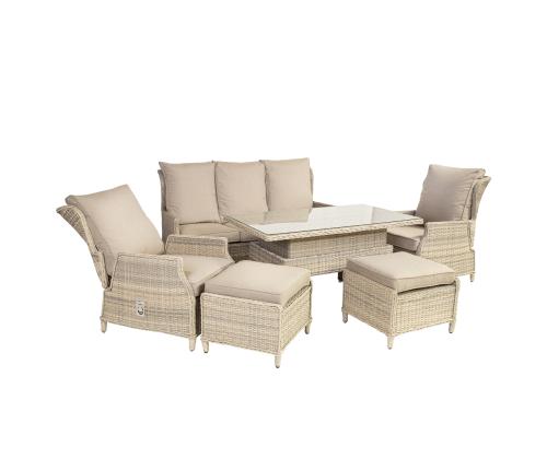 Aiamööblikomplekt BASEL laud, diivan, 2 tooli ja 2 tumbat