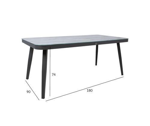 Laud MARIE 180x90xH74cm, hall, alumiinium, klaas