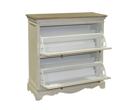 Jalatsikapp SAMIRA 92,5x32xH97cm, antiikvalge/naturaalne