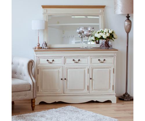 Kummut SAMIRA 131,5x43xH87cm, antiikvalge/naturaalne