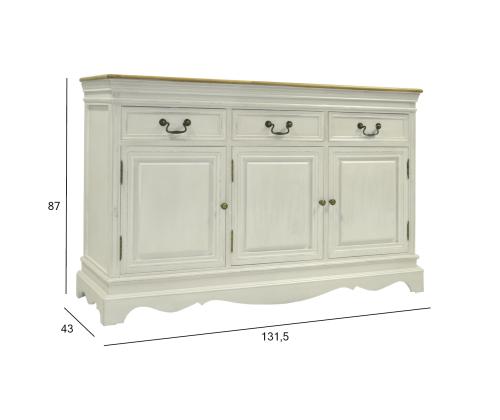 Kummut SAMIRA 131,5x43xH87cm, antiikvalge/naturaalne