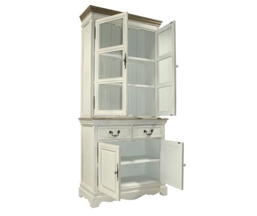 Vitriinkapp SAMIRA 85,5x39,5/31xH189,5cm, antiikvalge/naturaalne