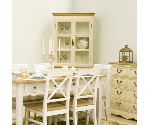 Vitriinkapp SAMIRA 85,5x39,5/31xH189,5cm, antiikvalge/naturaalne