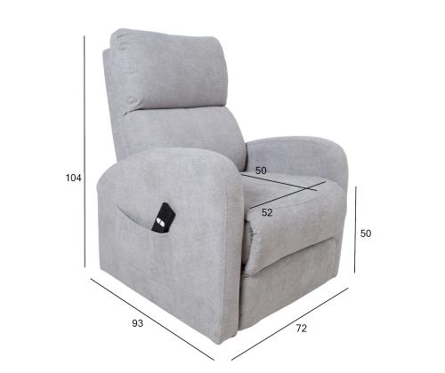 Tugitool BARNY elektriline lift recliner 72x93xH104cm, helehall