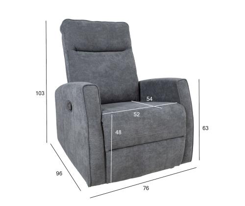 Tugitool EDDY manuaalne recliner, pöörlev ja kiikuv, hall