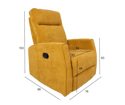 Tugitool EDDY kiikuv ja pöörlev manuaalne recliner 76x96xH103cm, kollane