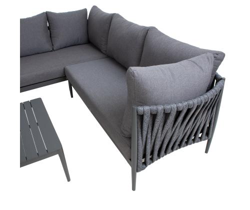 Aiamööblikomplekt BREMEN laud ja nurgadiivan, hall