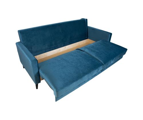 Diivanvoodi ANNA pesukastiga 222x86xH98cm, sinakasroheline samet