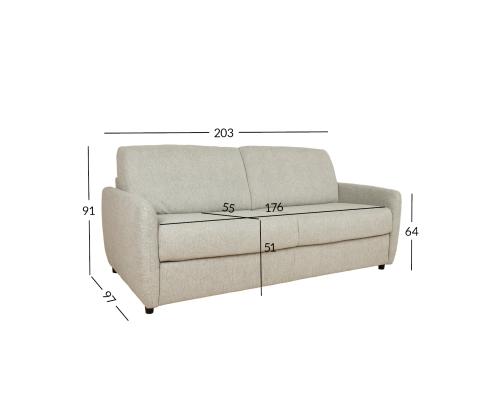 Diivanvoodi BRANDON 3-kohaline 203x97xH91cm, helebeež