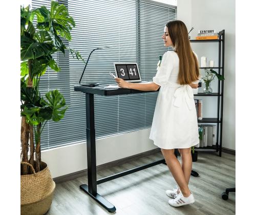 Reguleeritav laud ERGO 1-mootoriga 120x60xH72-121cm, must, melamiinplaat, teras