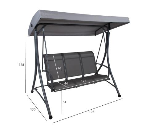 Aiakiik TAMPA 3-kohaline 195x130xH178cm, hall