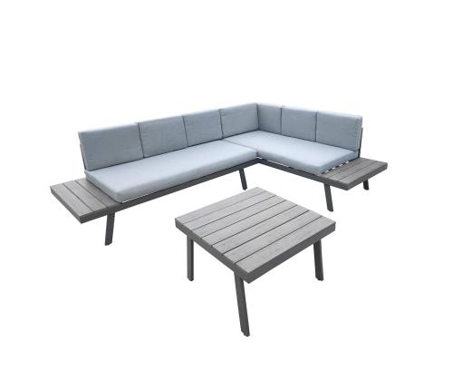 Aiamööblikomplekt DELGADO nurgadiivan ja laud